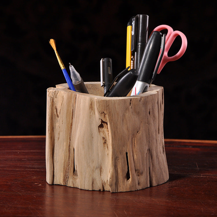 Solid Wood Pen Holder Square Home & Garden Storage Jar