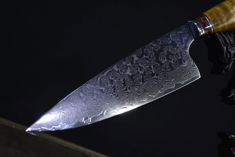 Western-Style Damascus VG10 Kitchen Chef Knife - Silver