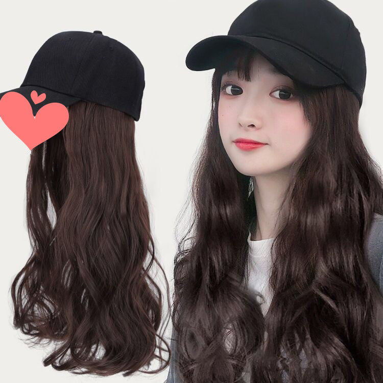Long Wave Curly Hair Wig Hat - Synthetic Hair