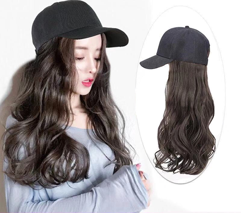 Long Wave Curly Hair Wig Hat - Synthetic Hair