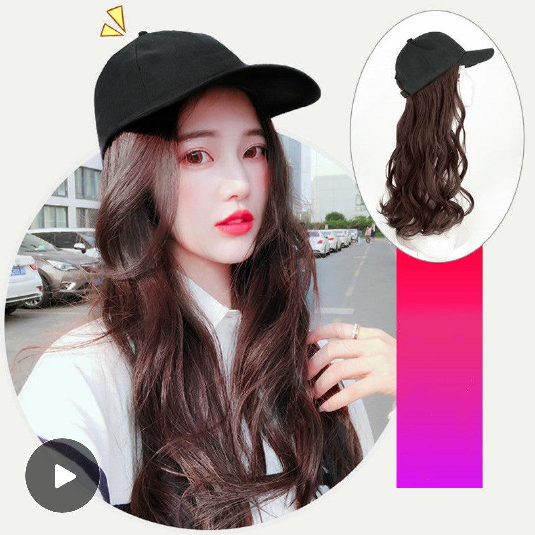 Long Wave Curly Hair Wig Hat - Synthetic Hair