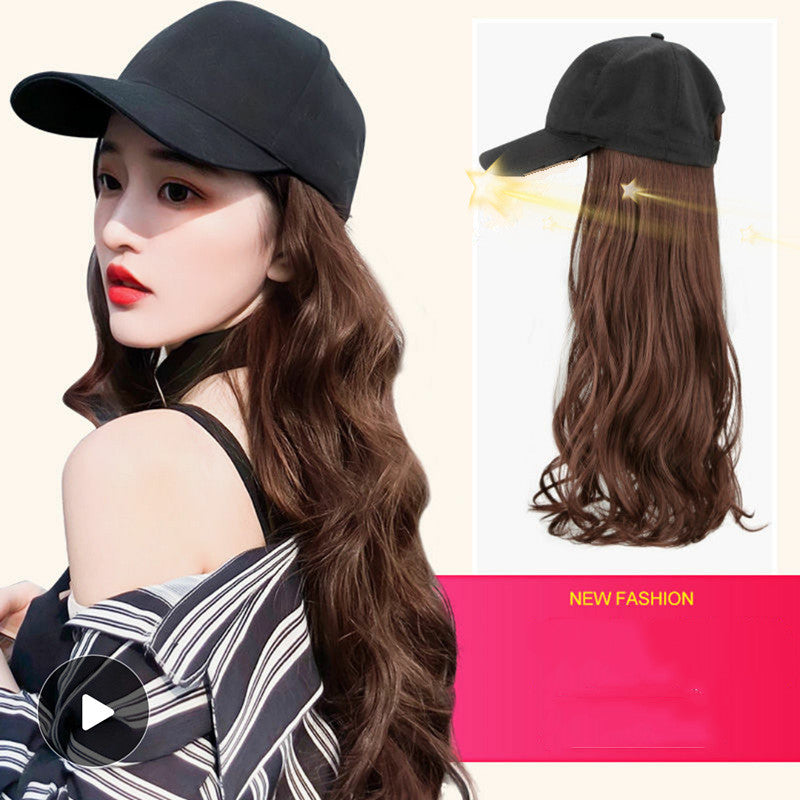 Long Wave Curly Hair Wig Hat - Synthetic Hair