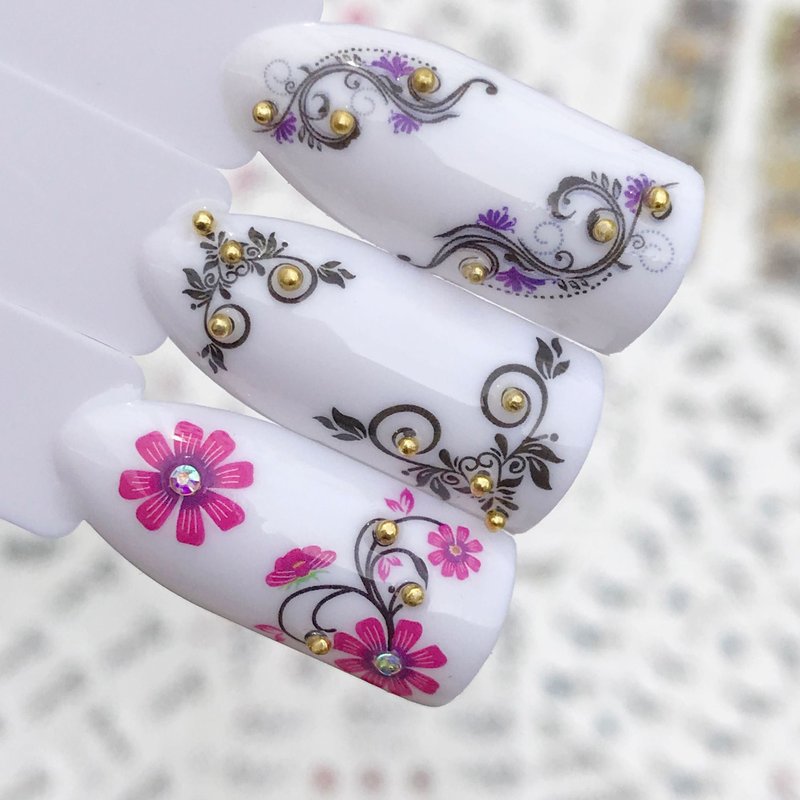 Black & White Lace Nail Stickers - 50 Sheet Set