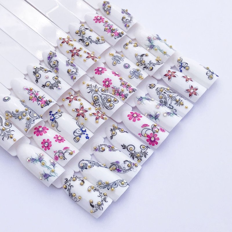 Black & White Lace Nail Stickers - 50 Sheet Set
