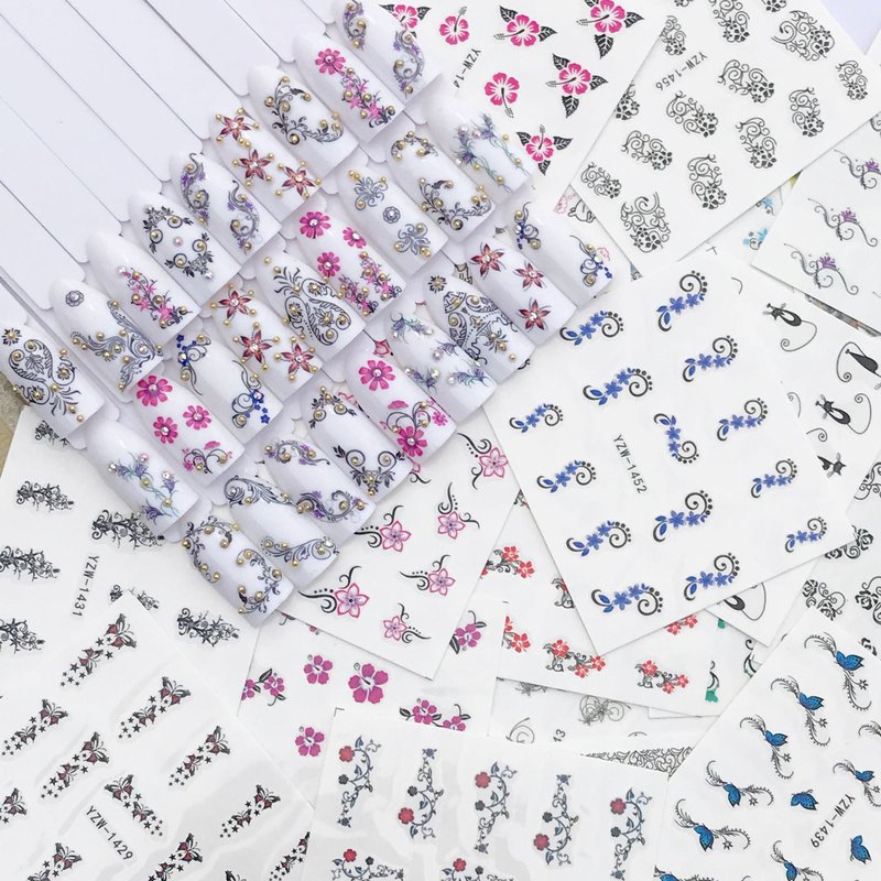 Black & White Lace Nail Stickers - 50 Sheet Set