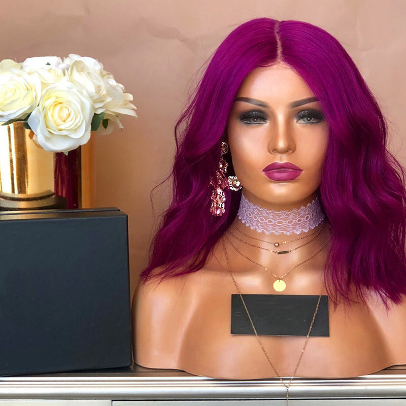Purple Corn Perm Short Wig - Heat Resistant Synthetic Hair