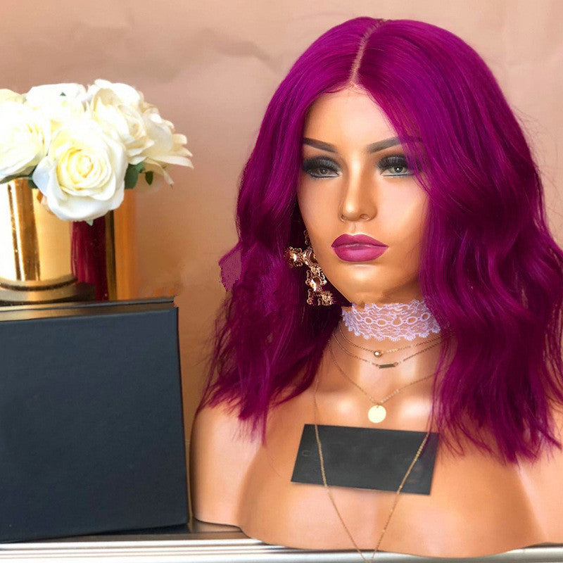 Purple Corn Perm Short Wig - Heat Resistant Synthetic Hair