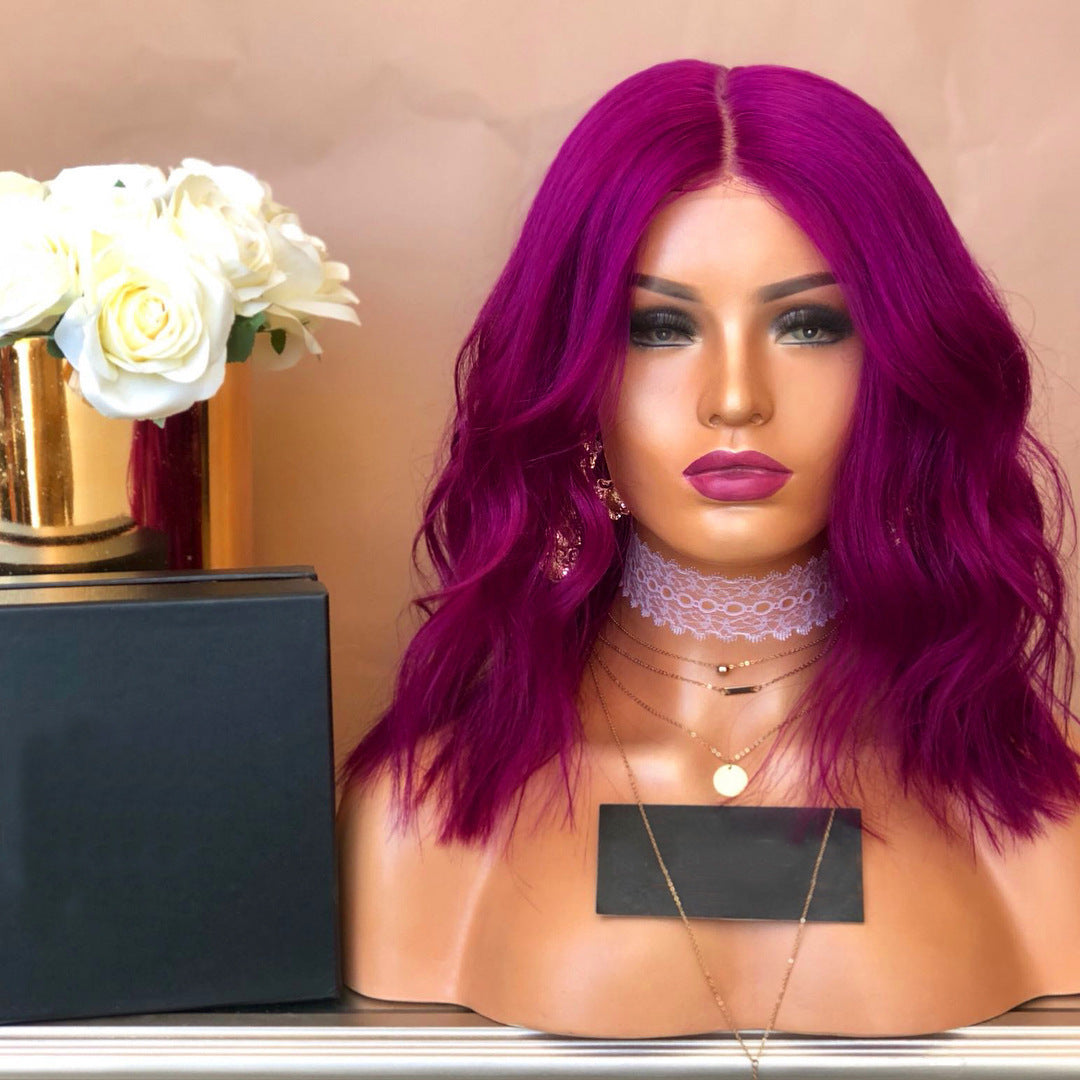 Purple Corn Perm Short Wig - Heat Resistant Synthetic Hair