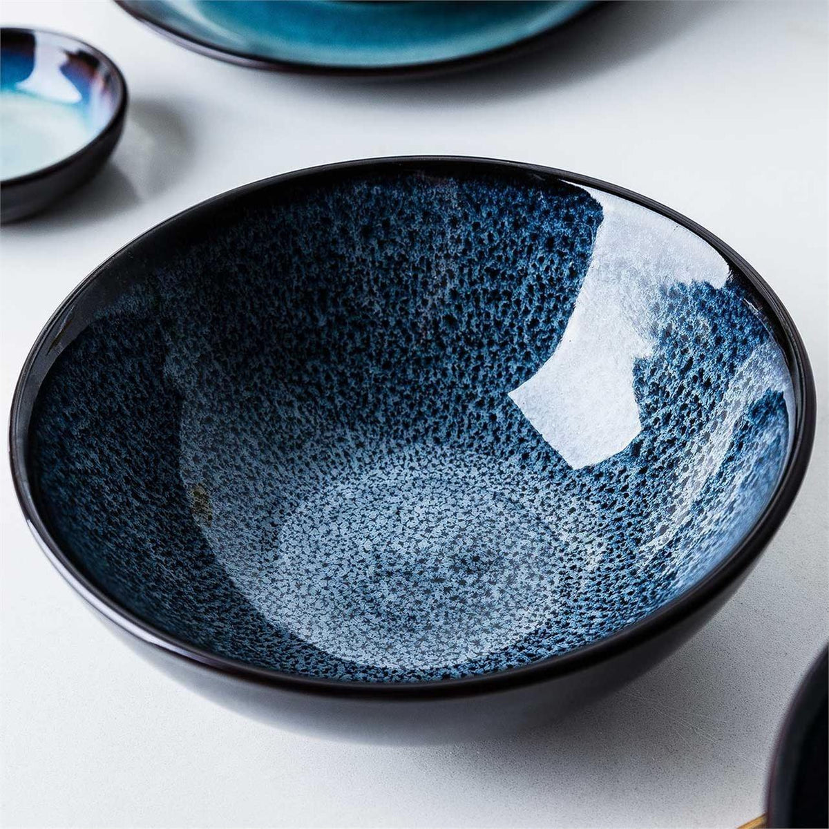 Ceramic Cauldron Bowl for Cooking & Serving - Navy Blue