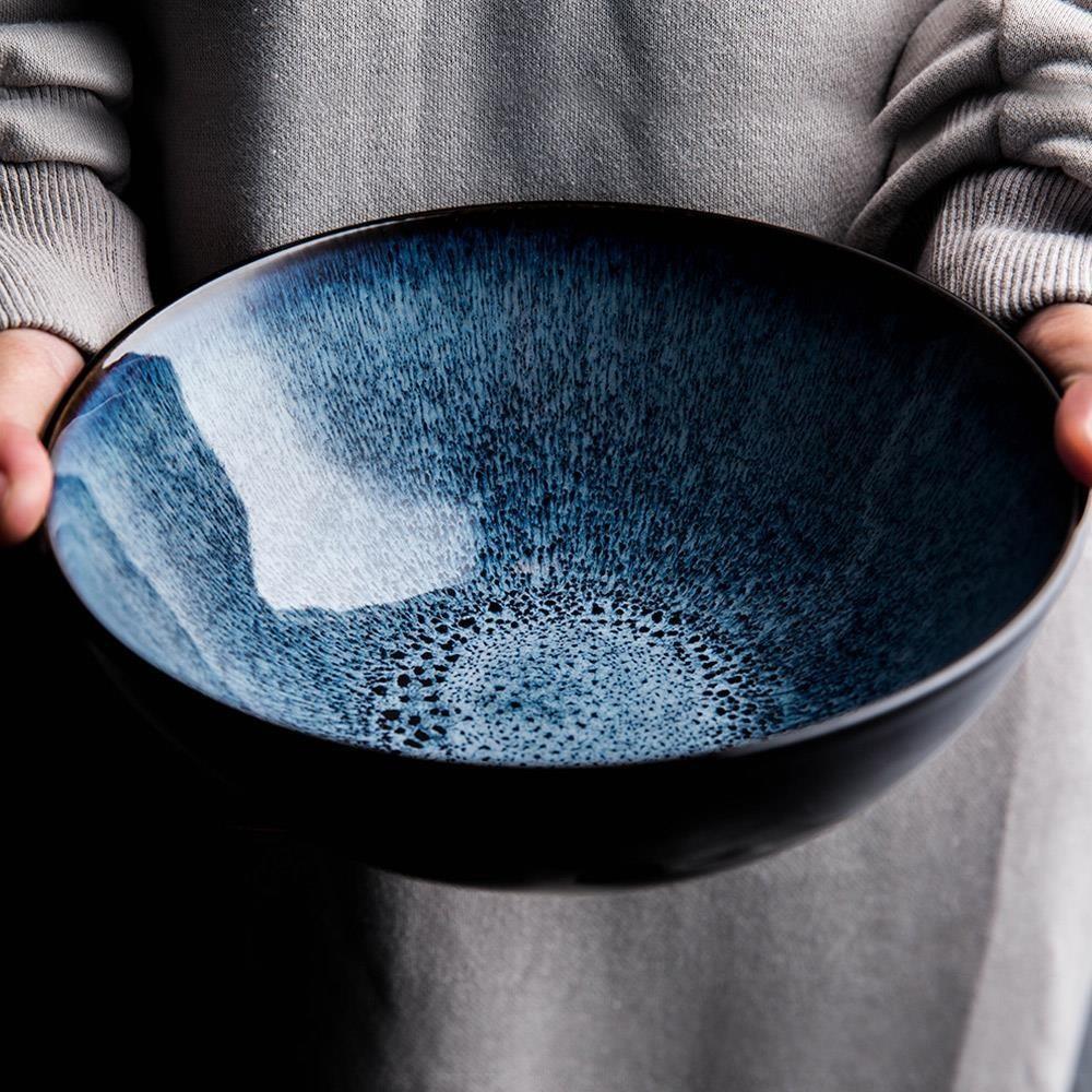 Ceramic Cauldron Bowl for Cooking & Serving - Navy Blue