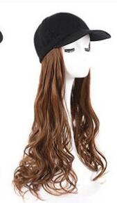 Long Wave Curly Hair Wig Hat - Synthetic Hair
