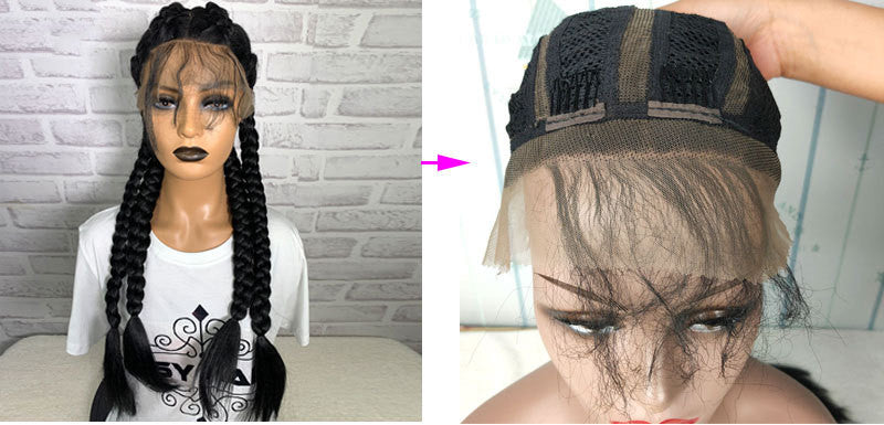 European American Fashion Braided Wig Half Hand Hooks Star Style Long Synthetic Hair