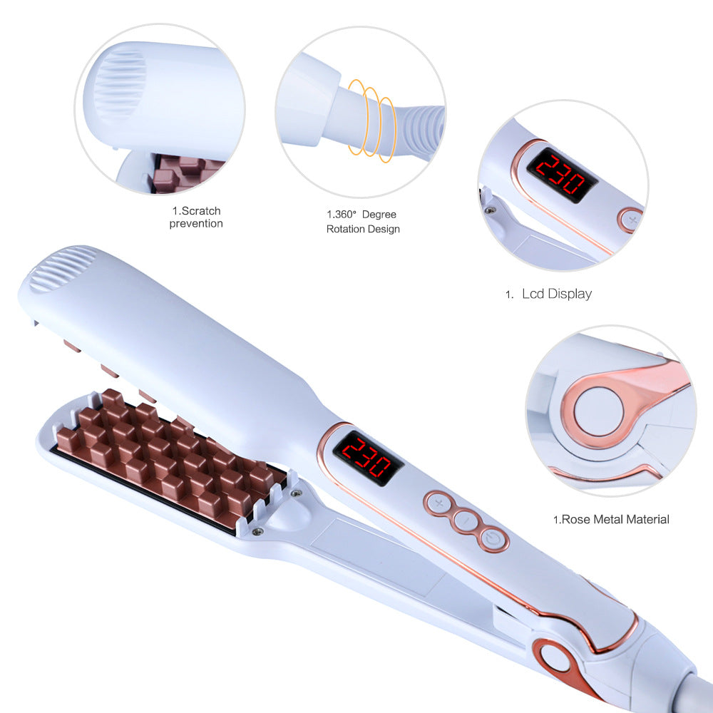 Fluffy Hair Straightener for Wet & Dry Hair - Tourmaline Ceramic Styling Tool