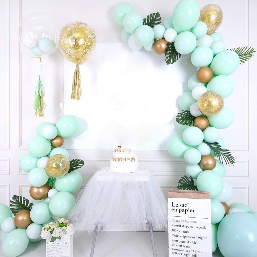Mint Green Latex Balloon Chain Set for Birthday Party Decoration - 10 Inch & 12 Inch