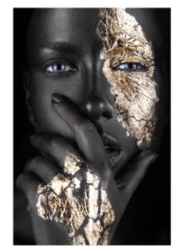 Black Gold Woman Canvas Wall Art - Framed Home Decor