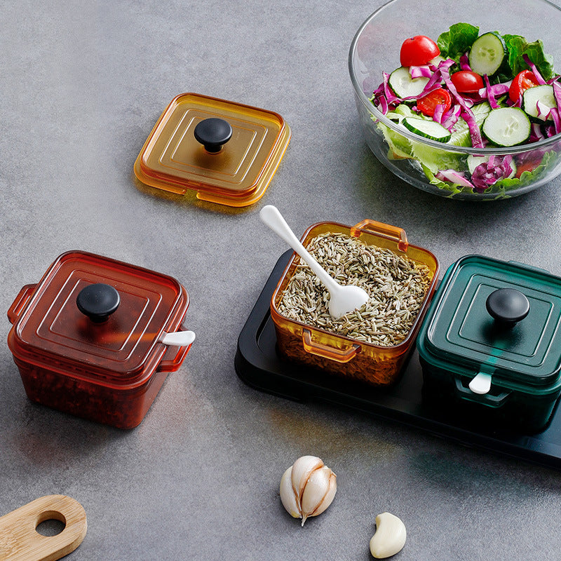 Enamel Seasoning Storage Box Set - Round & Square Styles, 3-Pack