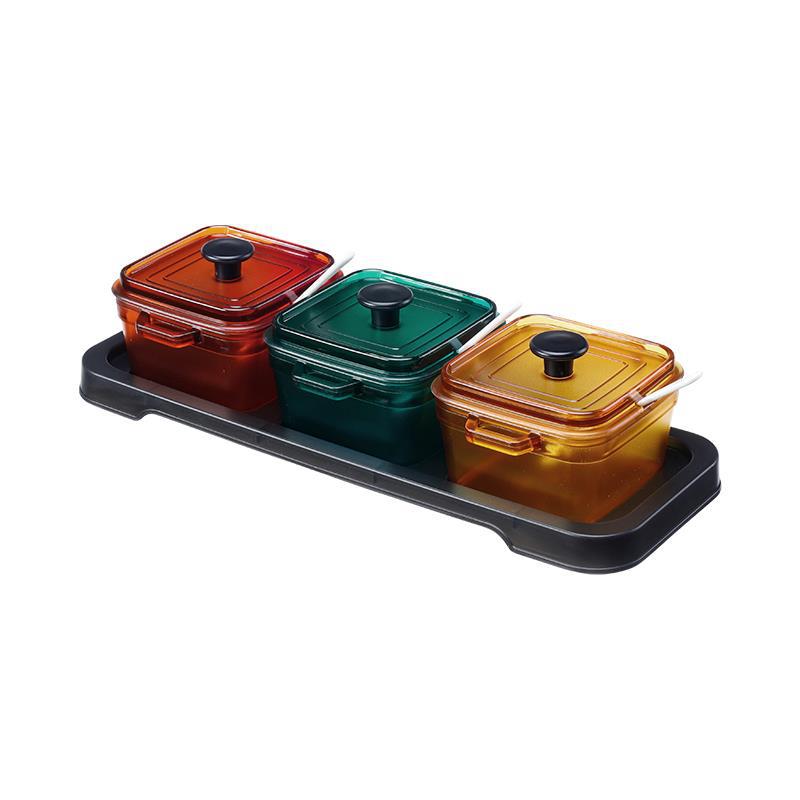 Enamel Seasoning Storage Box Set - Round & Square Styles, 3-Pack