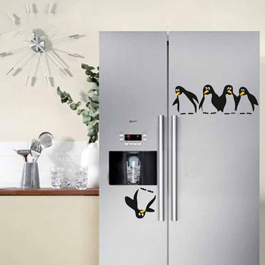 Funny Penguin Kitchen Wall Sticker - Waterproof PVC Fridge Decal
