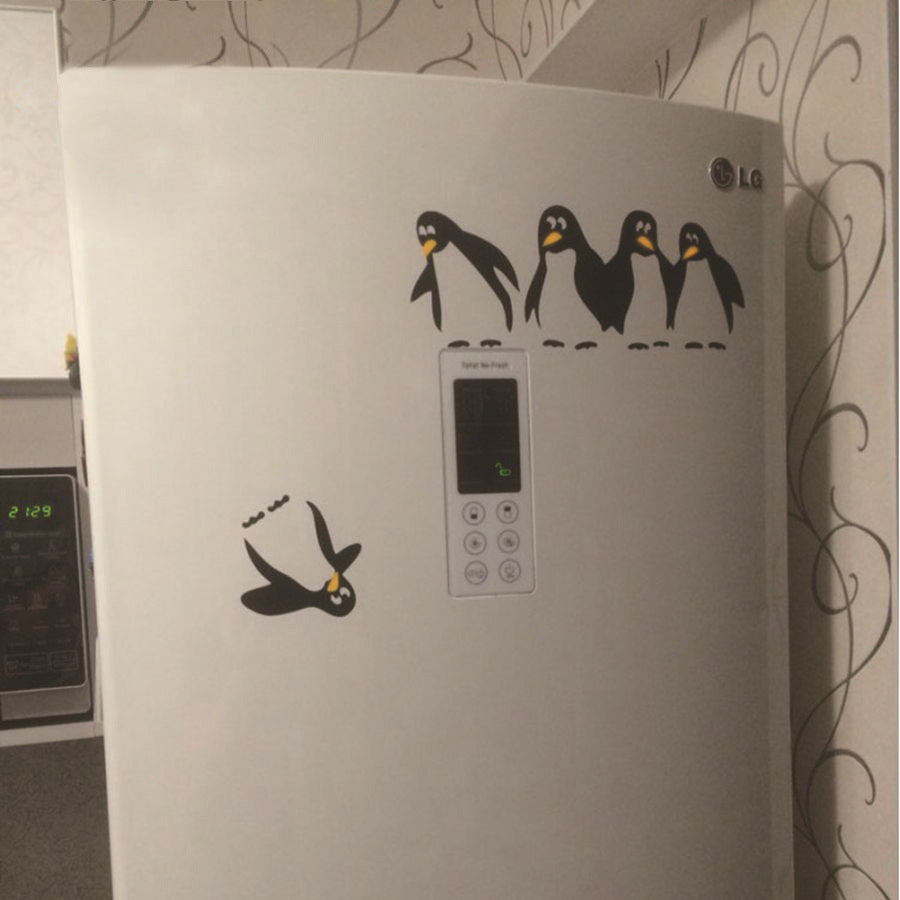 Funny Penguin Kitchen Wall Sticker - Waterproof PVC Fridge Decal