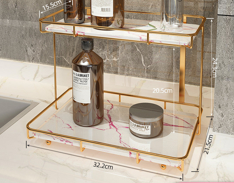 Luxury Bathroom Shelf Two-Tier Wall Storage Rack for Bathroom & Kitchen
