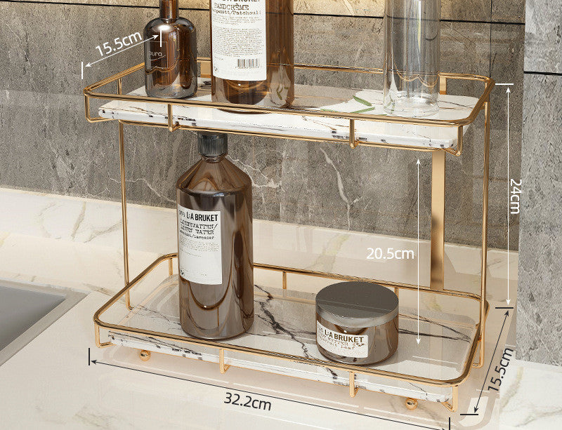 Luxury Bathroom Shelf Two-Tier Wall Storage Rack for Bathroom & Kitchen