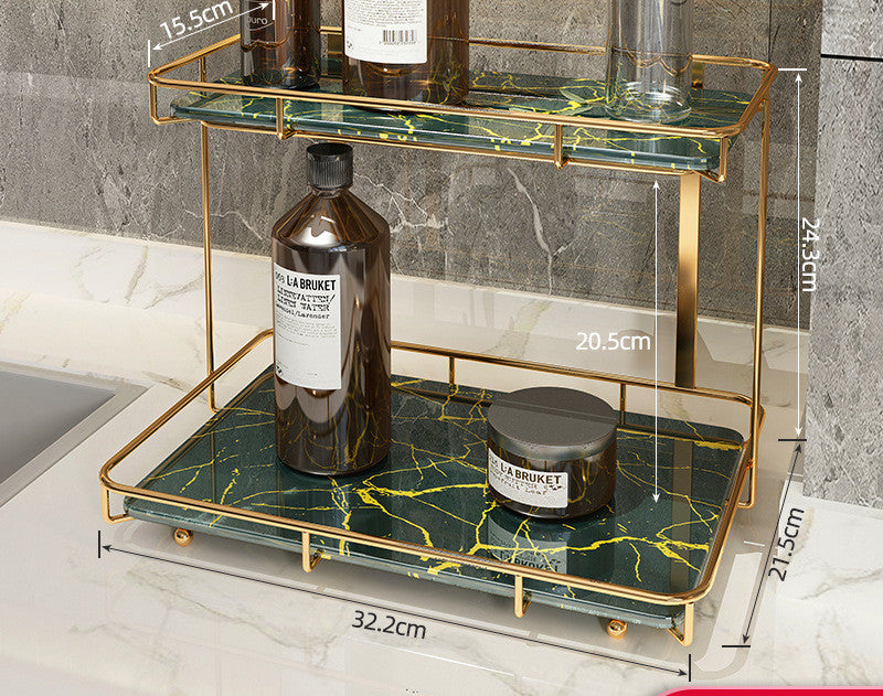 Luxury Bathroom Shelf Two-Tier Wall Storage Rack for Bathroom & Kitchen