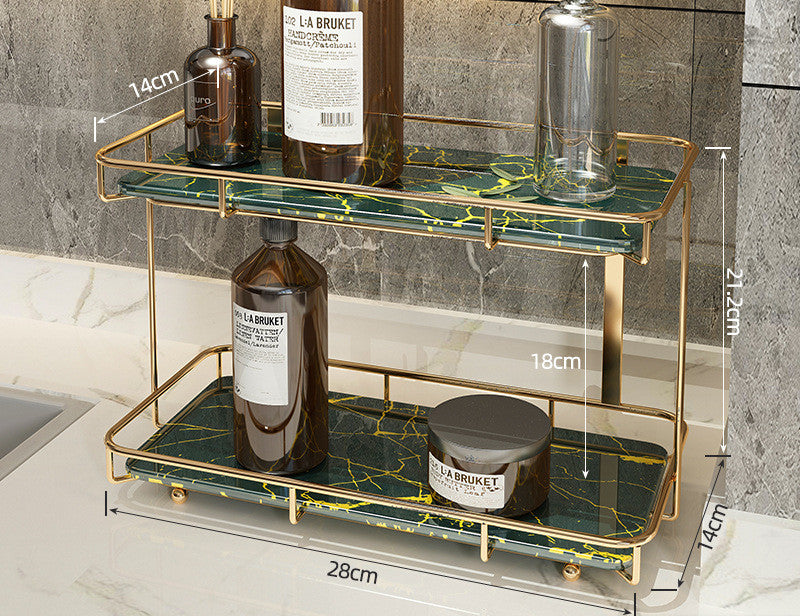 Luxury Bathroom Shelf Two-Tier Wall Storage Rack for Bathroom & Kitchen
