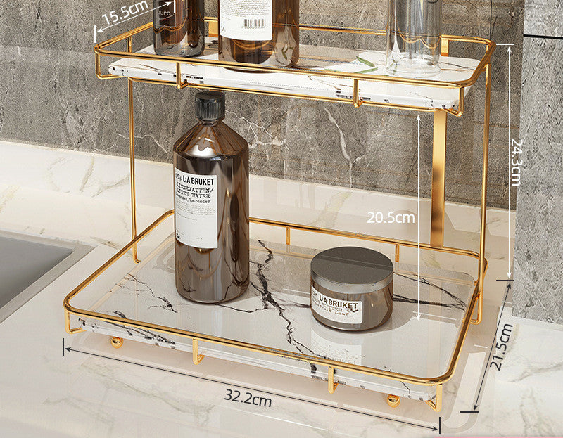 Luxury Bathroom Shelf Two-Tier Wall Storage Rack for Bathroom & Kitchen