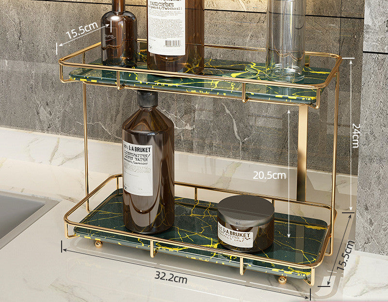 Luxury Bathroom Shelf Two-Tier Wall Storage Rack for Bathroom & Kitchen