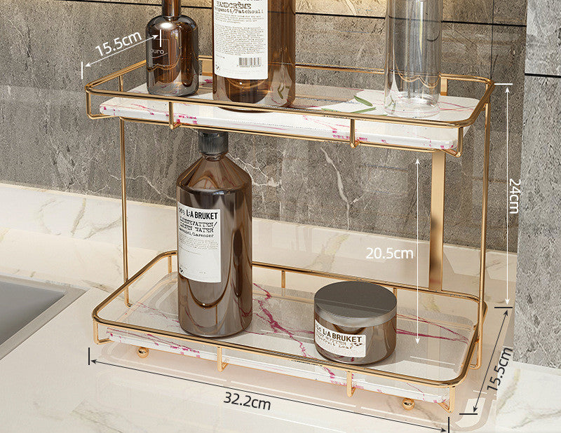 Luxury Bathroom Shelf Two-Tier Wall Storage Rack for Bathroom & Kitchen