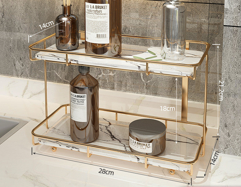 Luxury Bathroom Shelf Two-Tier Wall Storage Rack for Bathroom & Kitchen