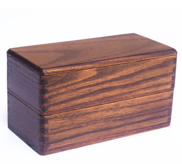 Wooden Square Two-Layer Bento Lunch Box - Solid Wood Sushi Box