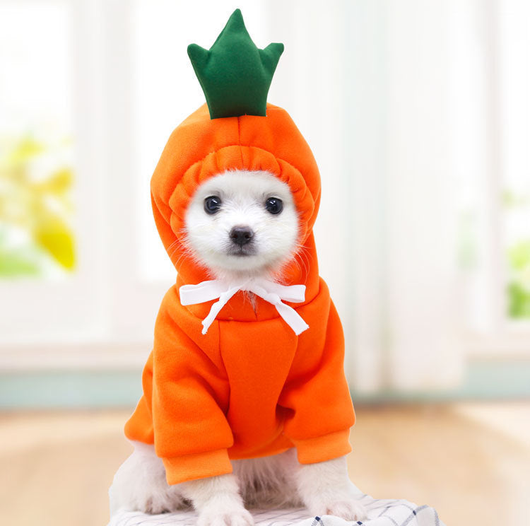 Cute Fruit Dog Hoodie for Small Dogs Winter Warm Fleece Pet Sweater