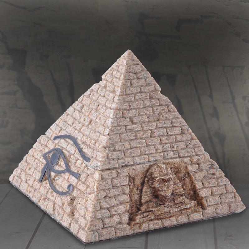 Resin Egyptian Pyramid Jewelry Storage Box - Brown 10x10x9cm