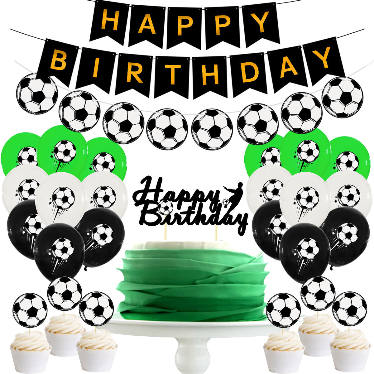 Birthday Party Decoration Balloons - Green and Purple Round Latex Set