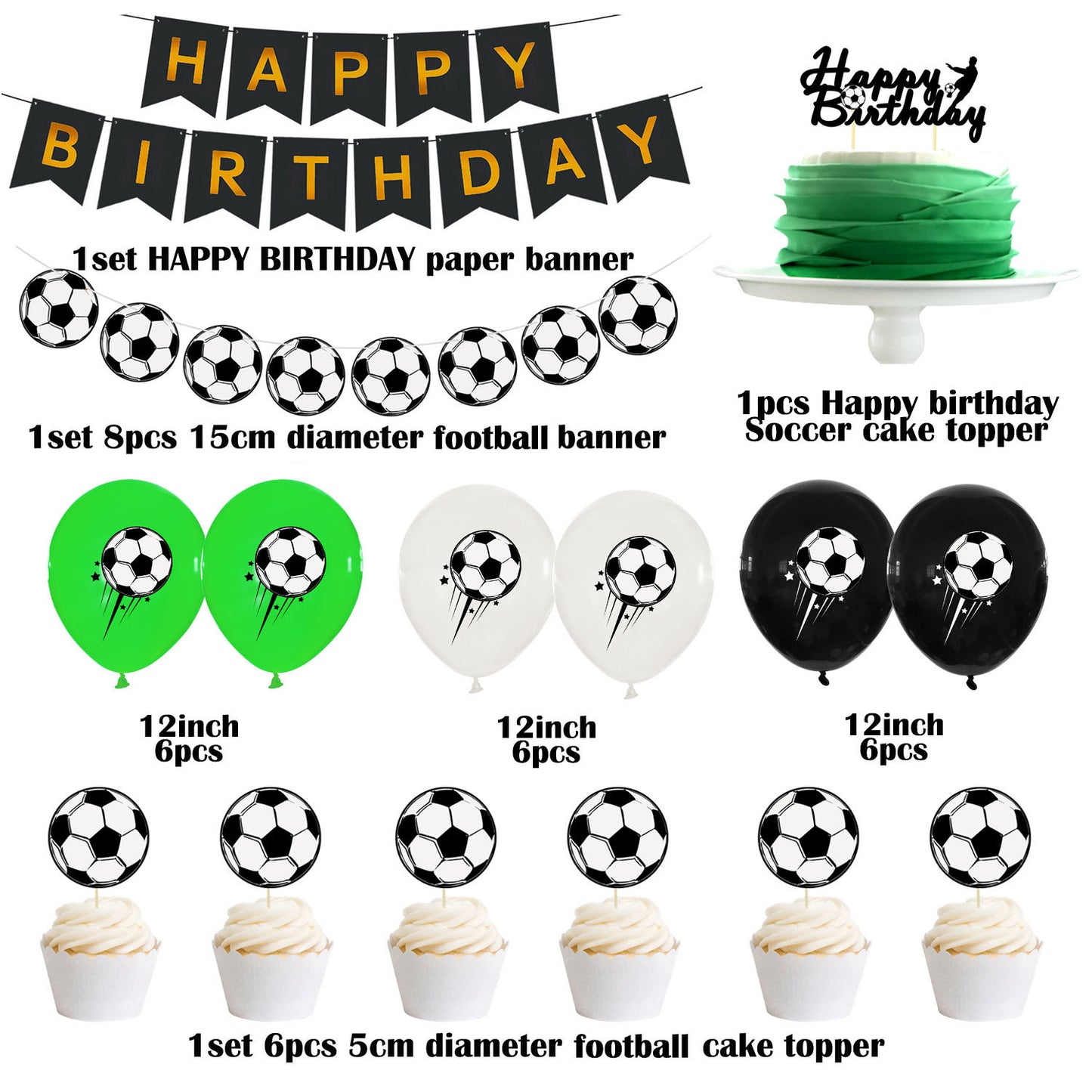 Birthday Party Decoration Balloons - Green and Purple Round Latex Set