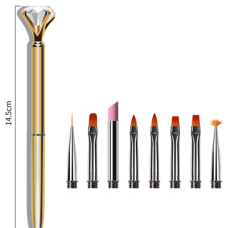 Diamond Quartz Nail Art Pen Set with 9 Pens