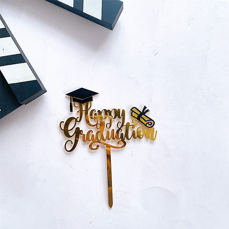 Graduation Cake Toppers Acrylic Letter Hats for Class Party Decorations