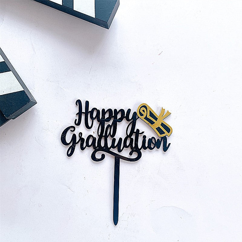 Graduation Cake Toppers Acrylic Letter Hats for Class Party Decorations