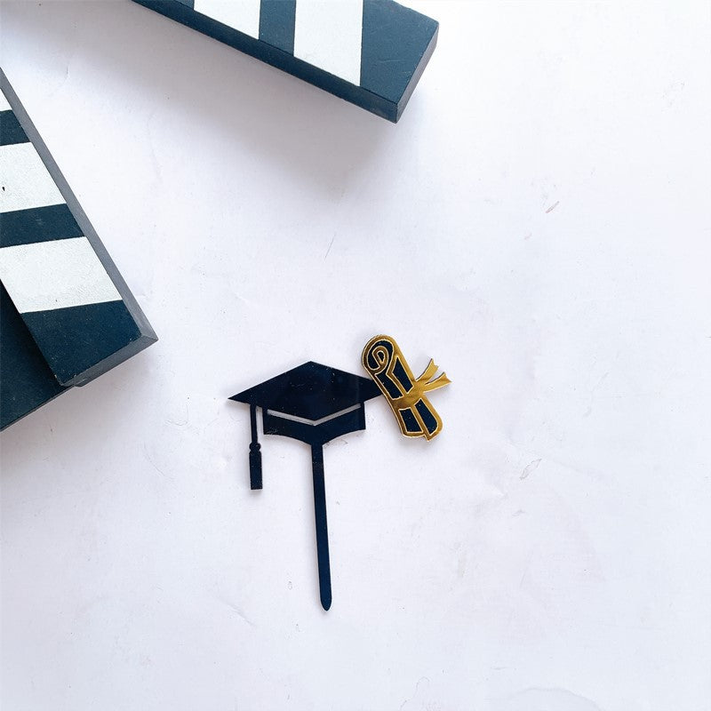 Graduation Cake Toppers Acrylic Letter Hats for Class Party Decorations