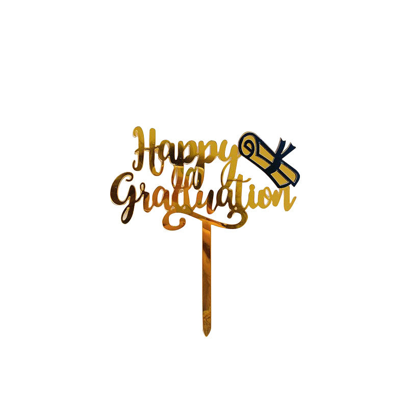 Graduation Cake Toppers Acrylic Letter Hats for Class Party Decorations
