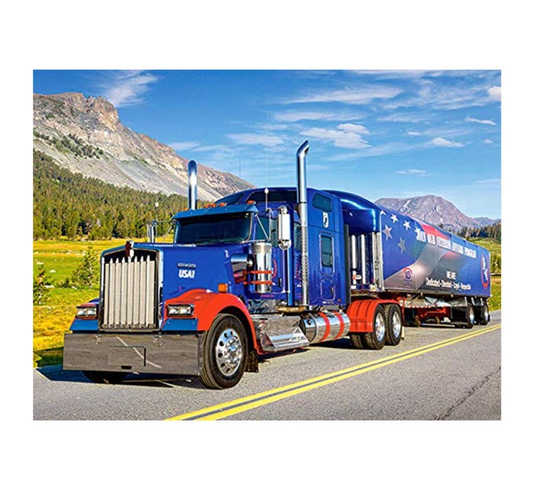 Blue 5D Diamond Embroidered Truck Mosaic Kit - Multiple Sizes & Round Diamonds