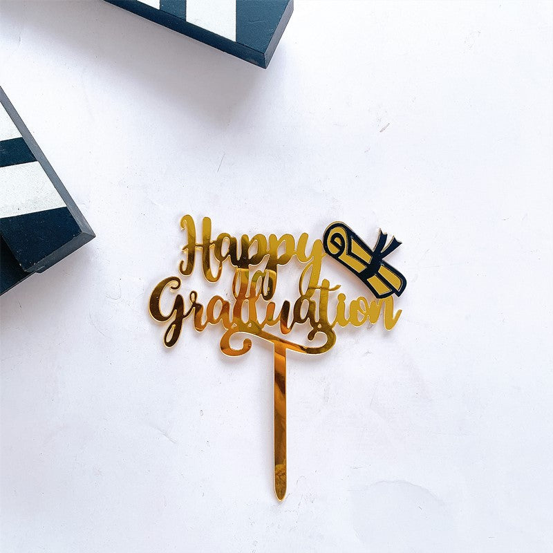 Graduation Cake Toppers Acrylic Letter Hats for Class Party Decorations