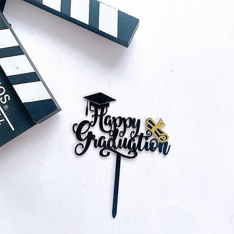 Graduation Cake Toppers Acrylic Letter Hats for Class Party Decorations
