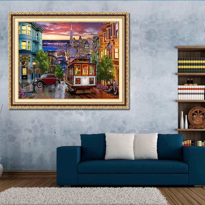 Square Full Diamond Painting Kit Scenic Cityscape Cross Stitch Art