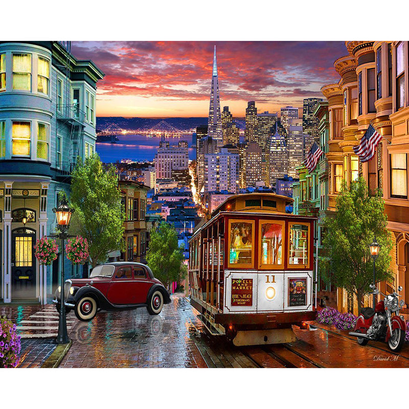 Square Full Diamond Painting Kit Scenic Cityscape Cross Stitch Art