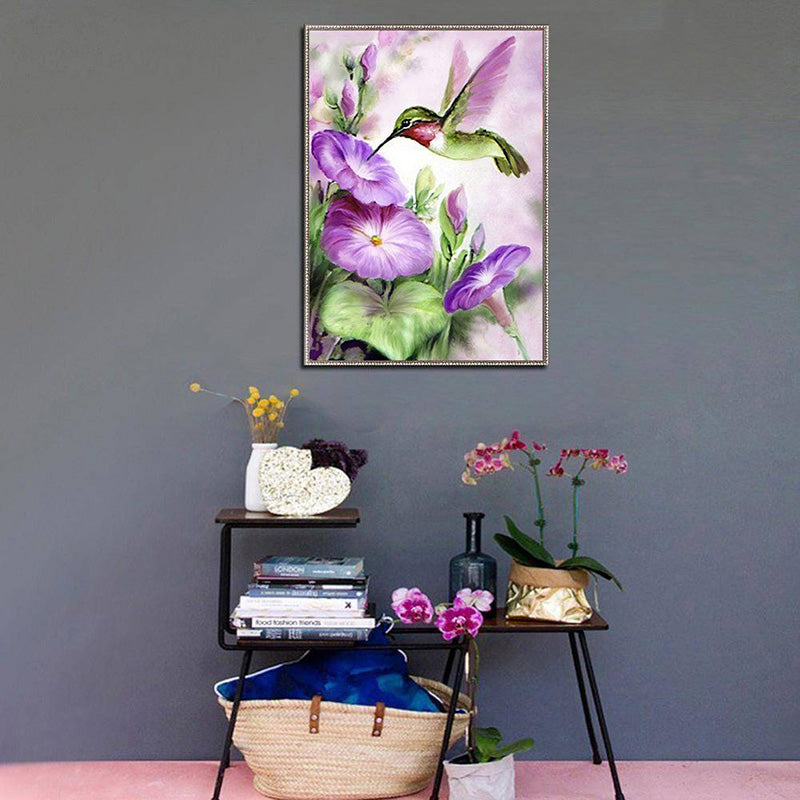 Diamond Painting Flower and Bird Kit - Full 5D Embroidery Art, Multiple Sizes