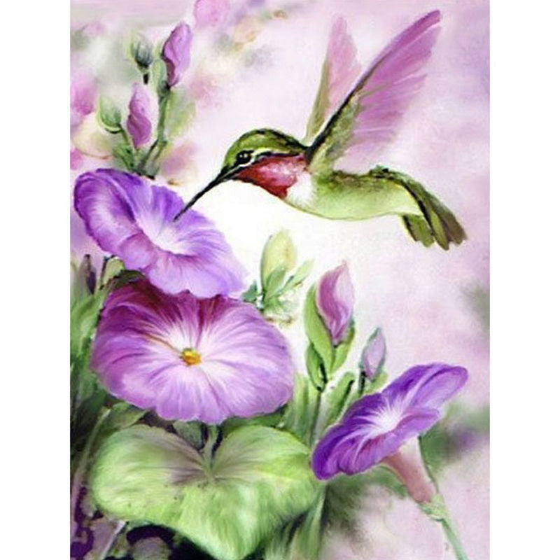 Diamond Painting Flower and Bird Kit - Full 5D Embroidery Art, Multiple Sizes