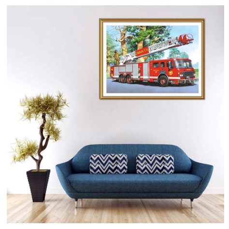 Diamond Embroidery Fire Truck Wall Art Full Square Rhinestone Home Decor