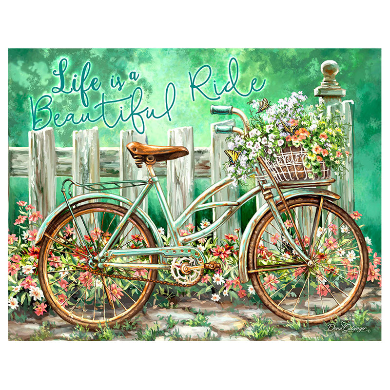 Spring Landscape Diamond Painting - Bicycle Embroidery, Circular Mosaic Art